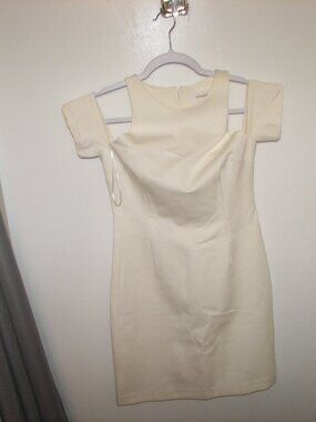 N/Nicholas off shoulder sleeveless white midi shift dress size 4